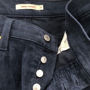 navy blue corduroy levi’s wedgie straight pants